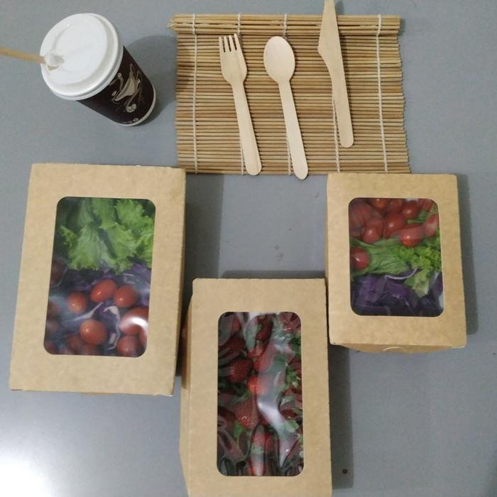[25pcs] Food Grade Brown Kraft Paper Lunch Box (XL) / Paper Box Windows