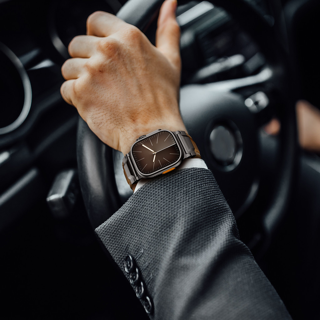 VWAR Genuine Leather Band for Apple Watch Ultra 3 2 49mm Business Men Strap for iWatch Series 11 10