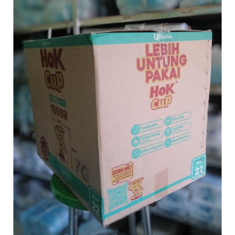 Gelas Plastik Hok Cup Oval U Series Kemasan Karton/Dus 16 Oz 18 Oz 22 Oz Gelas Plastik