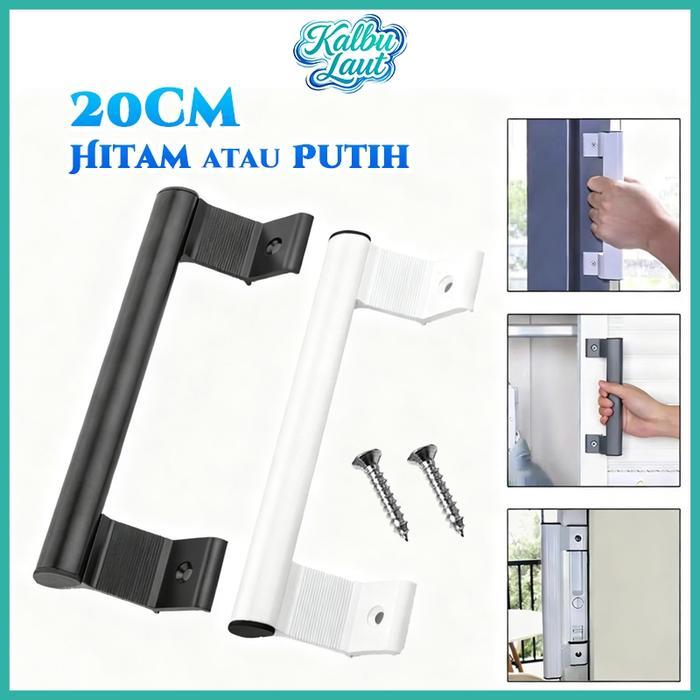 20cm Hitam/Putih Handle Pintu Tempel Aluminium Permukaan Halus Gagang Pintu Geser Minimalis