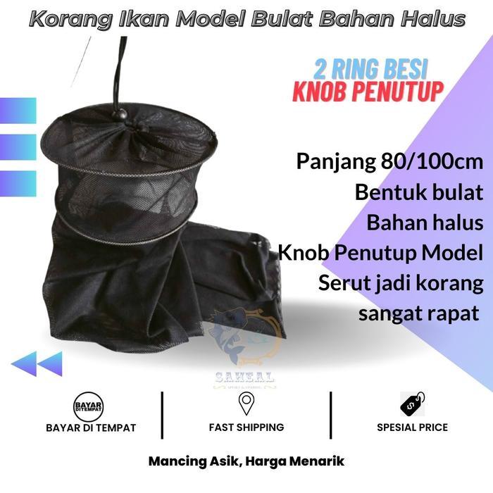 Korang Pancing Bulat Hitam dengan Penutup / Keramba Ikan Pancing
