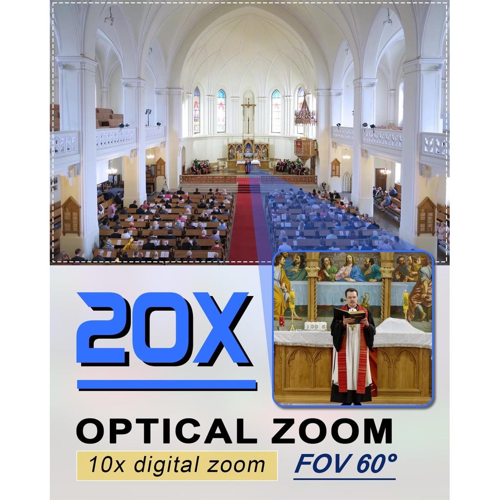 FoMaKo AI Auto Tracking HDMI PTZ Camera 20x Optical Zoom IP USB3.0 HDMI PTZ Camera for Church