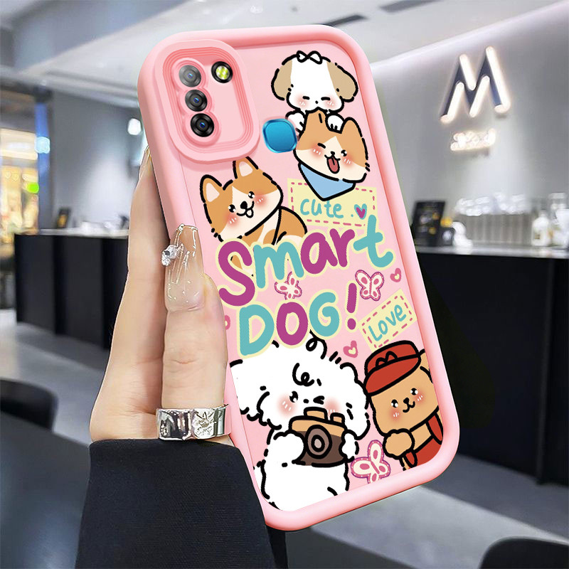 Casing Hp untuk Infinix Smart 5 Smart 6 Ram 3 Hot 10 Lite Case Kamera anak anjing Kasing silikon Ces
