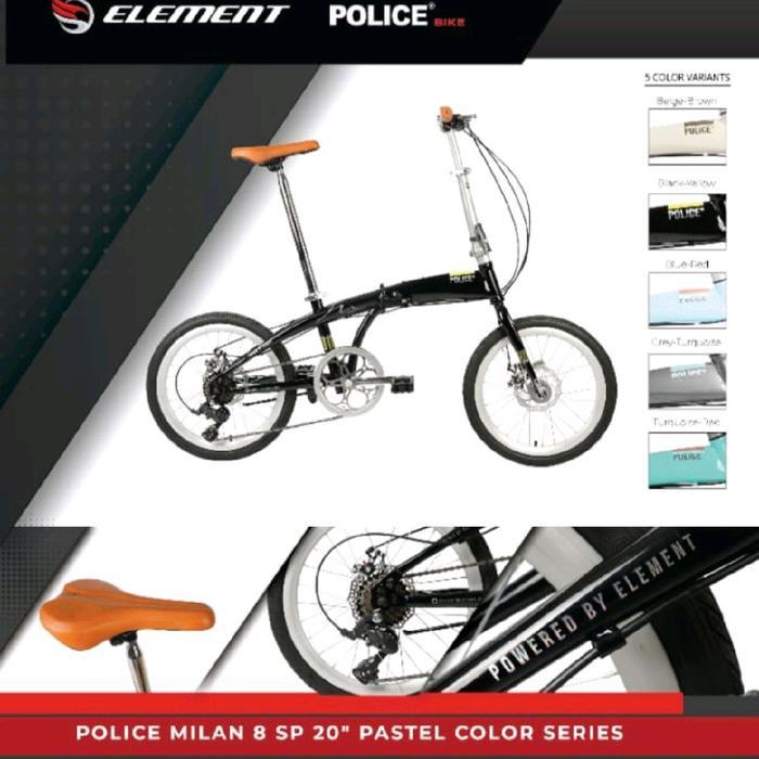 Sepeda Lipat Element Police Milan 8 speed (20 Inch) Bonus Helm RMB