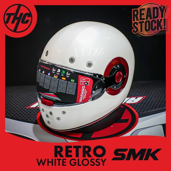Helm Smk Retro White Glossy Full Face Helmet Smk