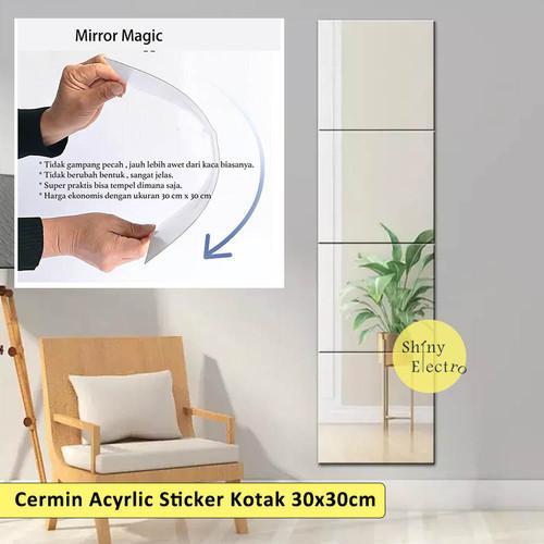 Yhome Mirror Stiker Dinding Bahan Akrilik Bentuk Persegi Dan Oval Y254 Cermin Kaca Cermin Kaca