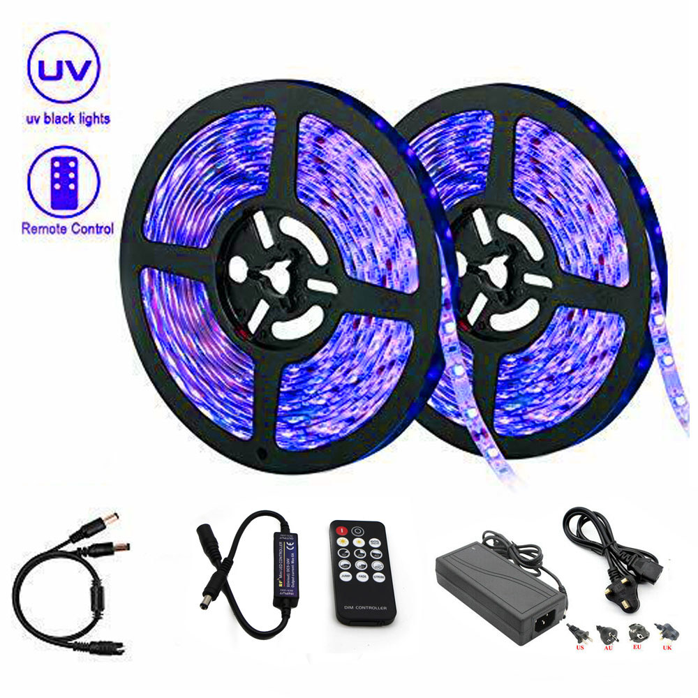 Ultraviolet 365nm UV Black Light LED Strip Light SMD 5050 12V RF remote for UV Resin Curing Currency