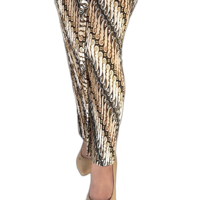 Rok Plisket Motif Parang Keris Krem