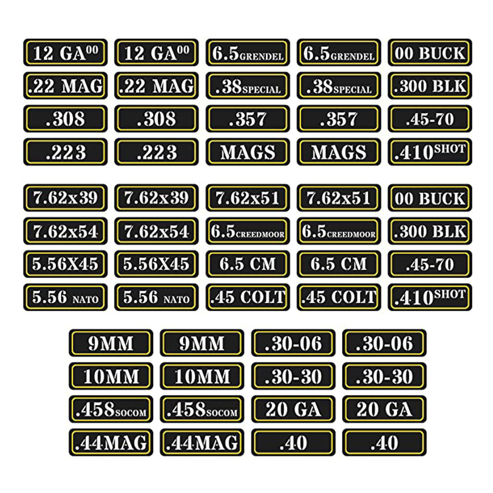 Ammo can Sticker .22 .223 .308 .300 .380 5.56 7.62 9MM 12GA .357 6.5 CM 20GA Vinyl Skin Sticker for