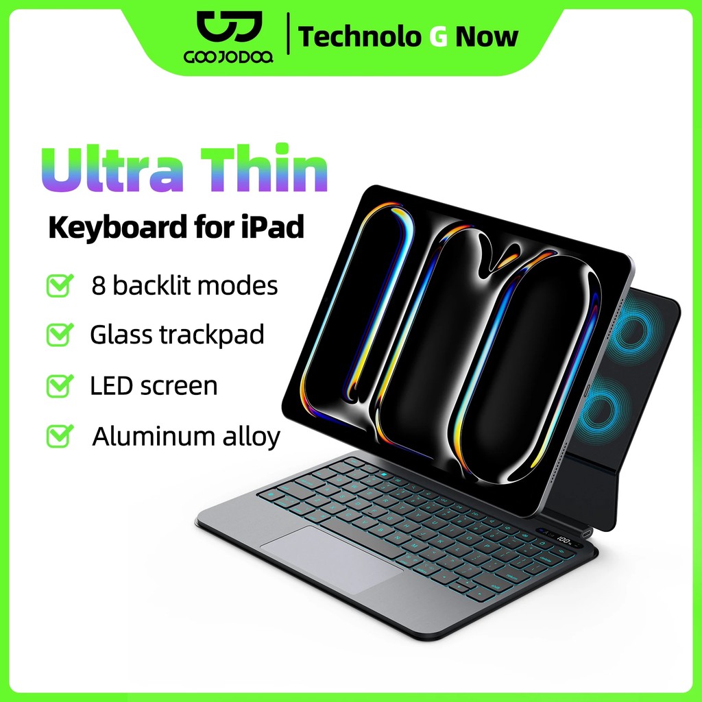 Goojodoq Ultra Thin Magic Keyboard For Ipad Pro 11 Air 11 M3/M2 Pro 12.9 Pro 13 Pad A16 Glass