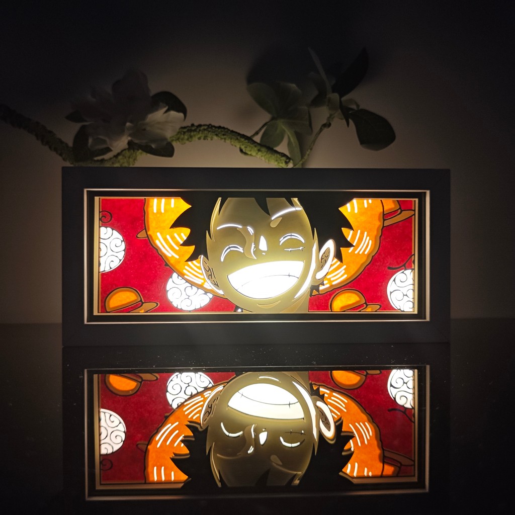 Anime Paper Carved Lamp Cute Figure 3D Paper Led Color Light Box Room Decoration Collect Night Light