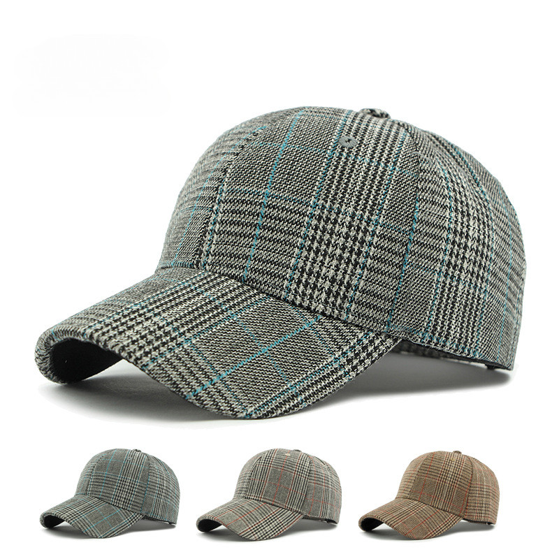 Fall Winter Hat Men'S Spring Summer Outdoor Sunscreen Visor Classic Checkered Baseball Cap Hard Top