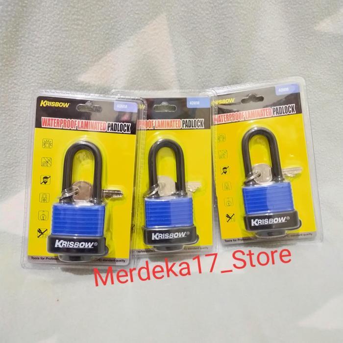Krisbow - Gembok Tahan Air 40 Mm - Kunci Gembok Pagar Rumah Dan Motor