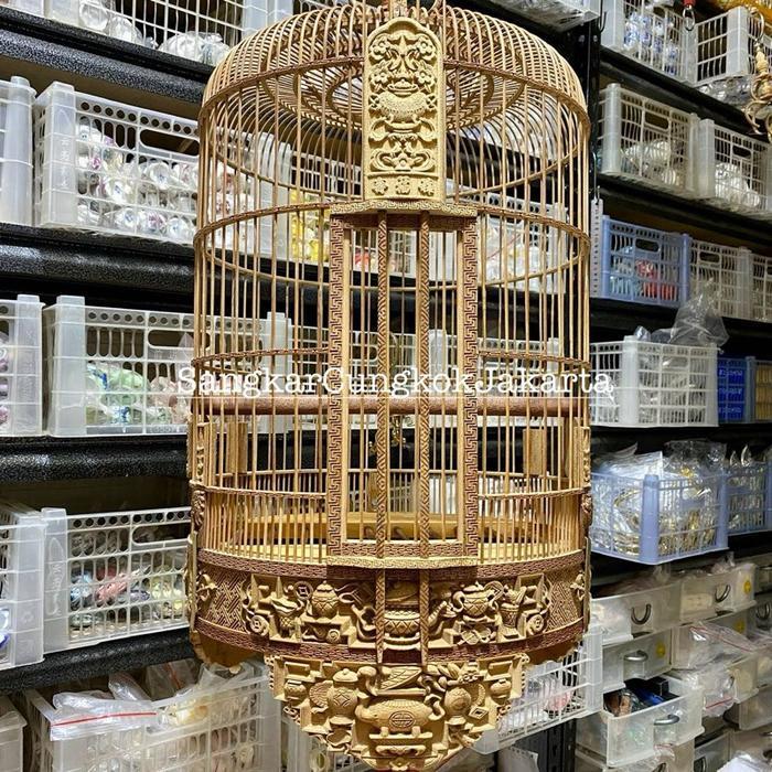 Sangkar Cungkok Anis Hwamei D36 3D Full Ukir Ori Vietnam