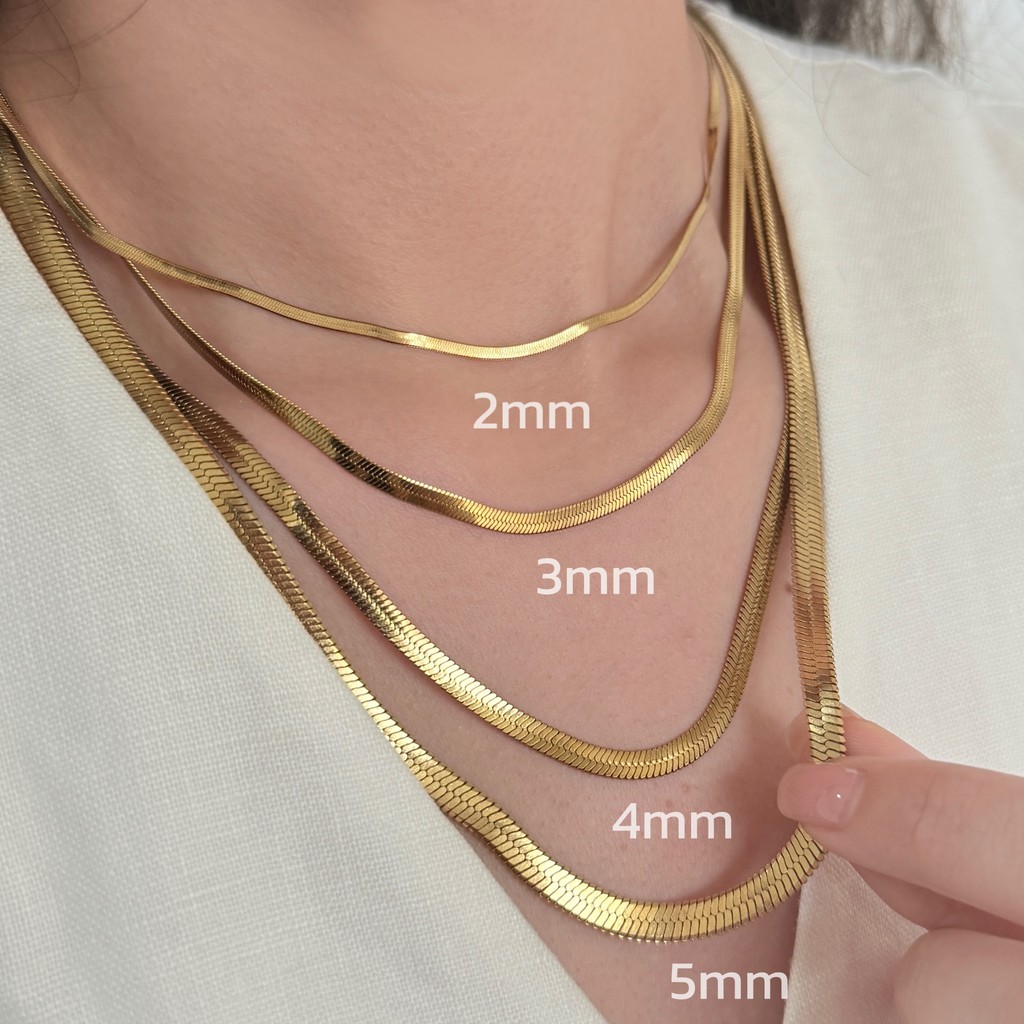Malist Uni Snake Choker Chain Necklace Stainless Steel Herringbone Gold Plated Boho Vintage Jewelry