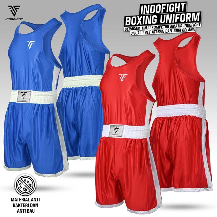 Baju Tinju Amatir Pria Dewasa dan Anak Indofight, Seragam Boxing Uniform 1 Set Seragam Tinju Boxing