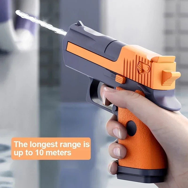 Hot Mini Desert Eagle Mechanical Continuous Firing Water Gun Small Pistol Summer Outdoor Beach Poor