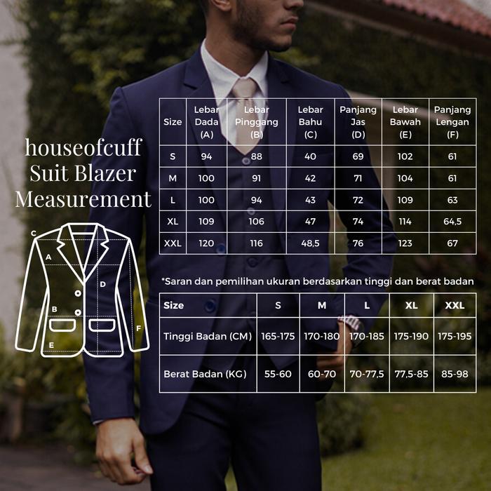 Jas Pria Slim Fit Suit Blazer Formal Hitam