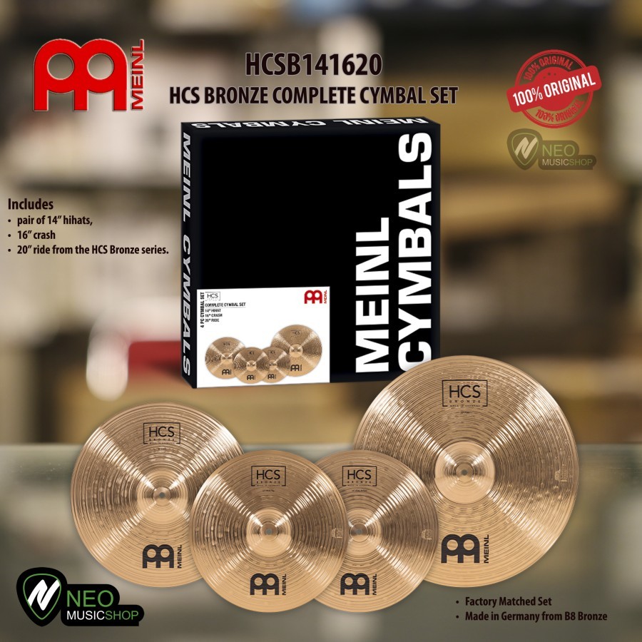 Meinl HCSB 141620 HCS BRONZE COMPLETE CYMBAL SET drum