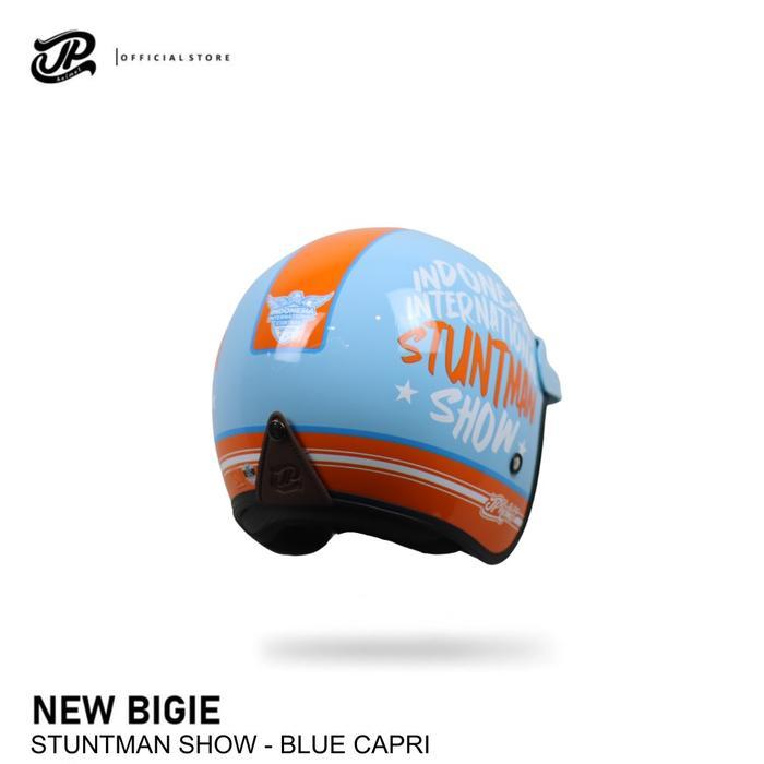 Termurah Helm JP Retro New Bigie Stuntman Show - Blue Capri