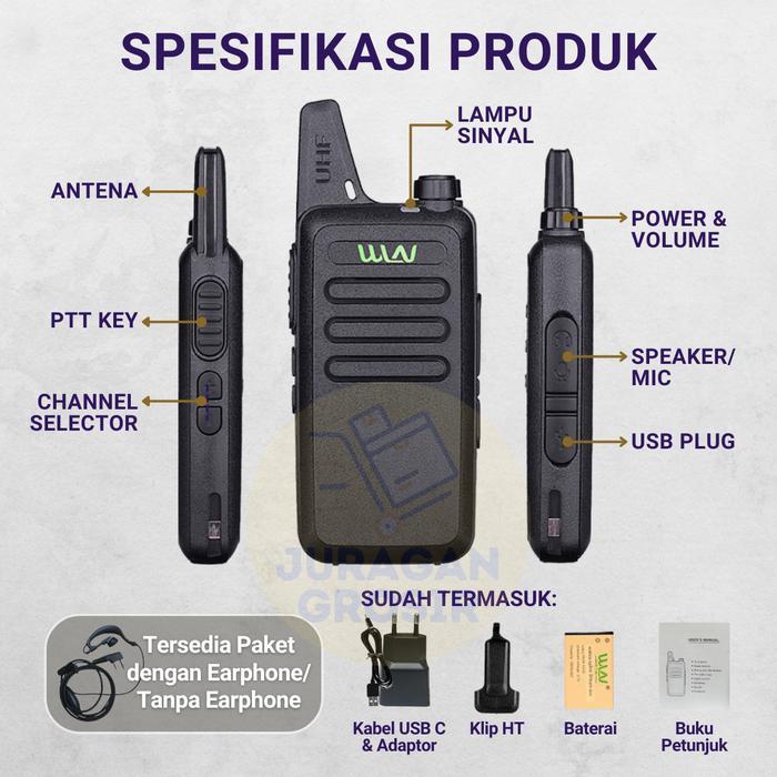 Ht Wln Kd - C1 Ht Uhf Free Handsfree Lengkap Kdc1 Wlan Original Terpercaya