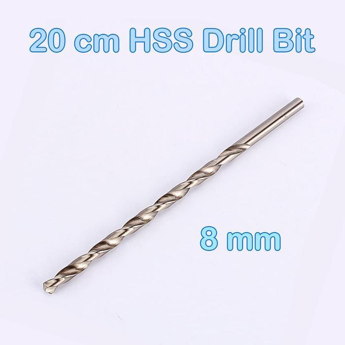 Mata bor HSS kayu besi 8 mm panjang 20 cm