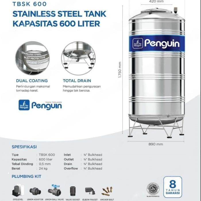 Tangki Air Stainless Penguin TBSK 500 liter - toren tandon Pinguin