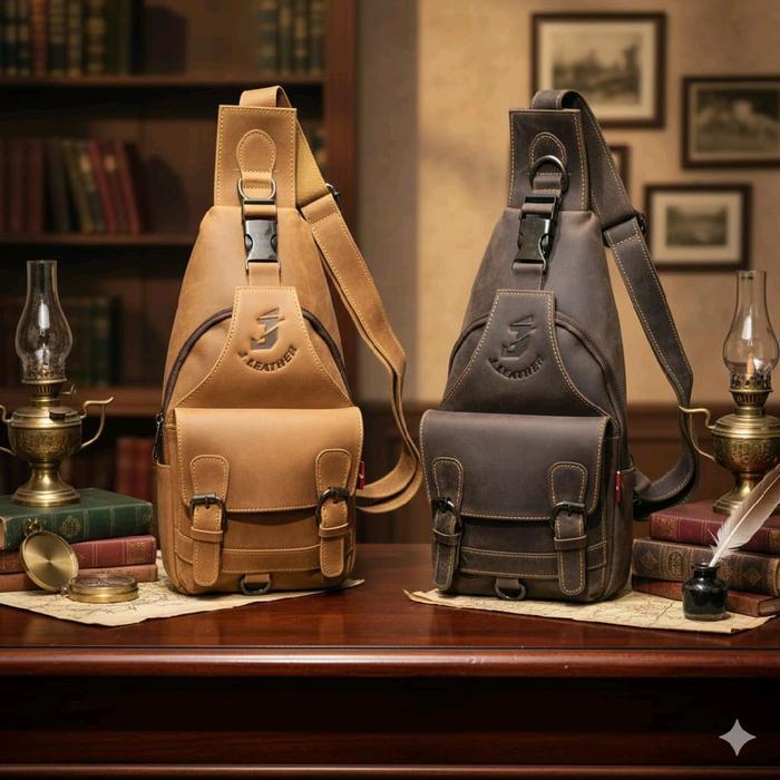 Tas Slingbag Pria Kulit Asli Crazy Horse - Kulit Premium Produk Lokal