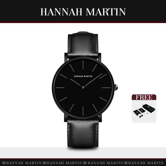 HANNAH MARTIN Jam Tangan Pria 100% Original Keren Sangat tipis Quartz COWOK Couple Kulit Anti Air