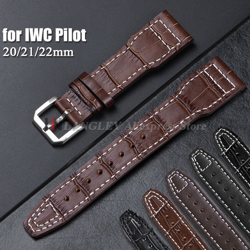 20Mm 21Mm 22Mm Cowhide Leather Watch Strap For Iwc Pilot Portugieser Portofino Watchband Men'S Women
