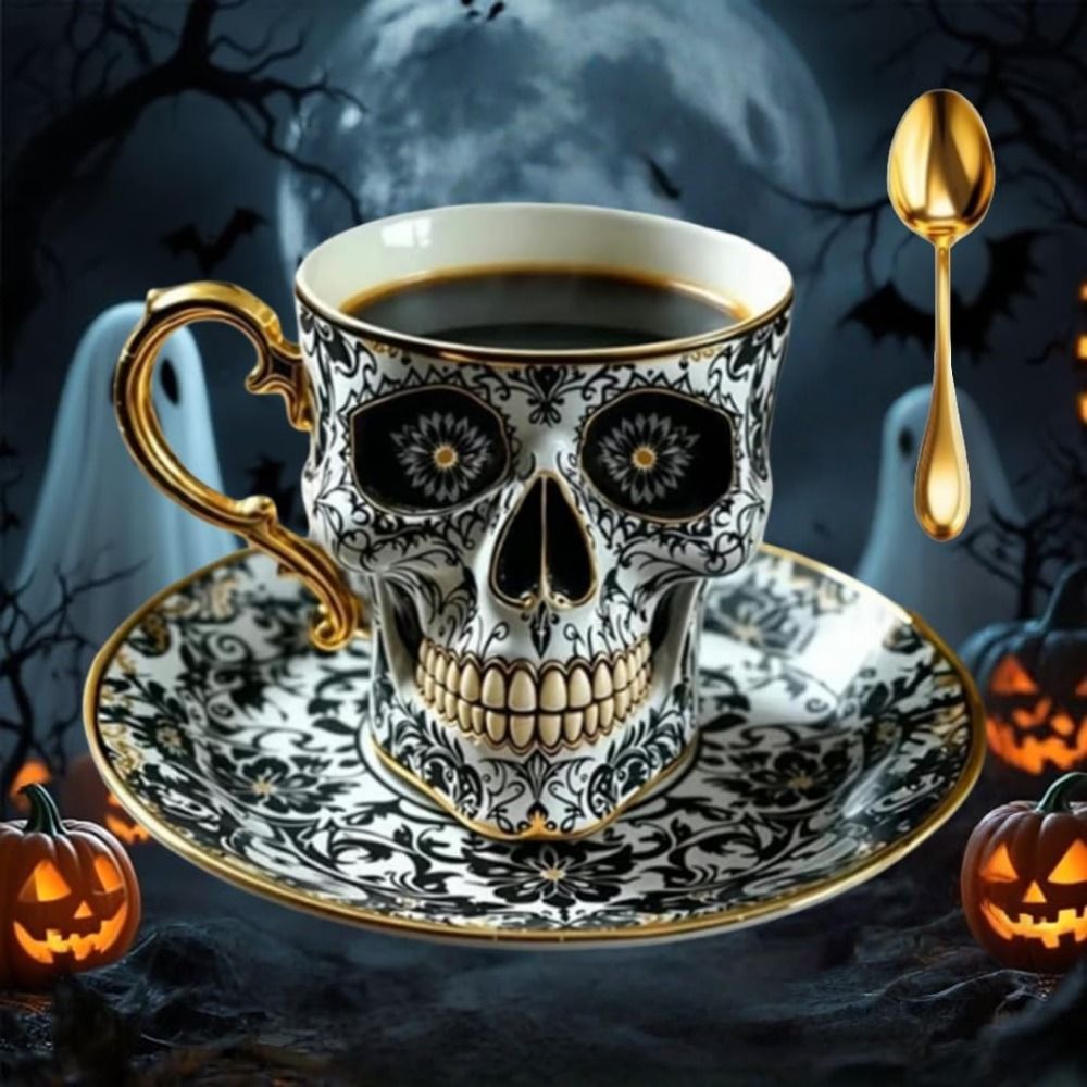Stylish Resin Skull Coffee Mug Bonehead Design Gothic Skull Crusher Coffee Skeleton Head Mugs