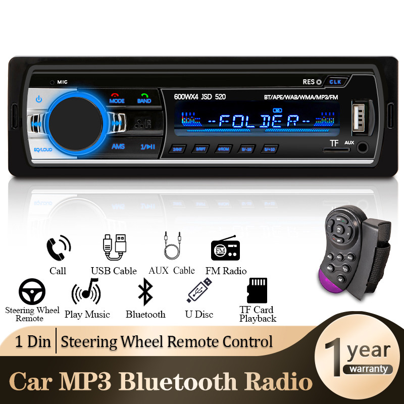 Car Radio 1 din Stereo Player Digital Bluetooth Car MP3 Player 60Wx4 FM Radio Stereo Audio Music