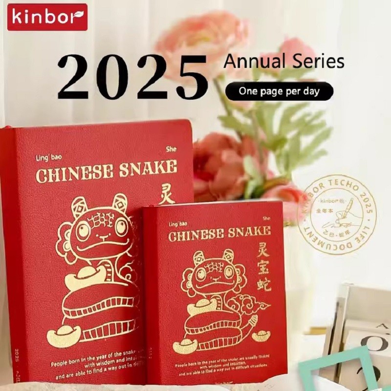 Kinbor Notebook 2025 Planner A5/A6 Full Year Agenda Schedule Daily Timeline Weekly Plan Efficiency