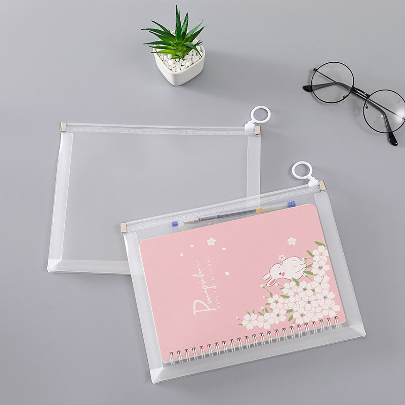 A4/A5/B6 Zipper Pouch Clear Document Bag Book File Folders Stationery Pencil Case Storage Bags