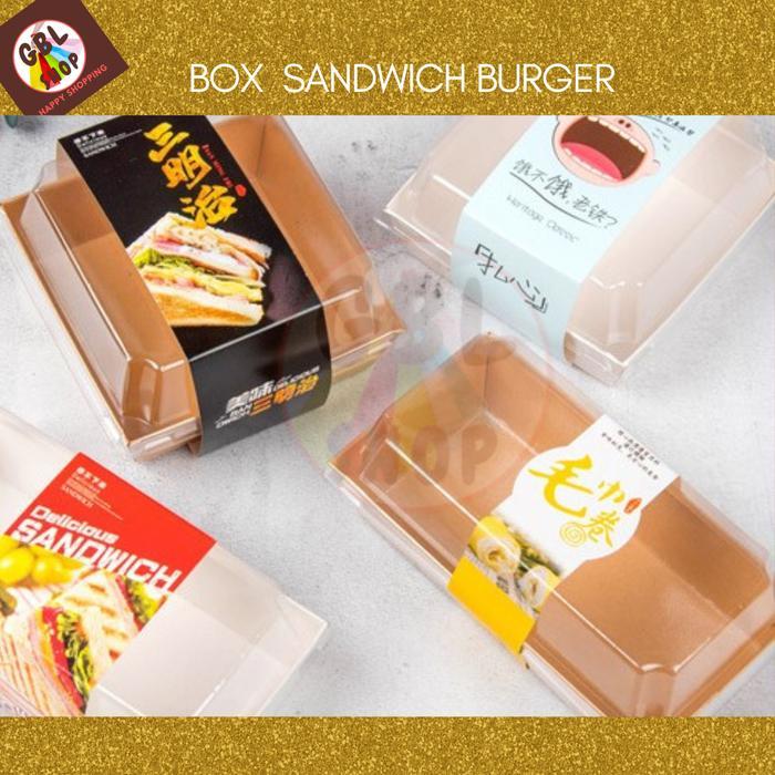 Kotak Kue Kertas Craft Mika 10X10 Box Burger Sandwich Donat (10Pcs) Coklat Dan Putih