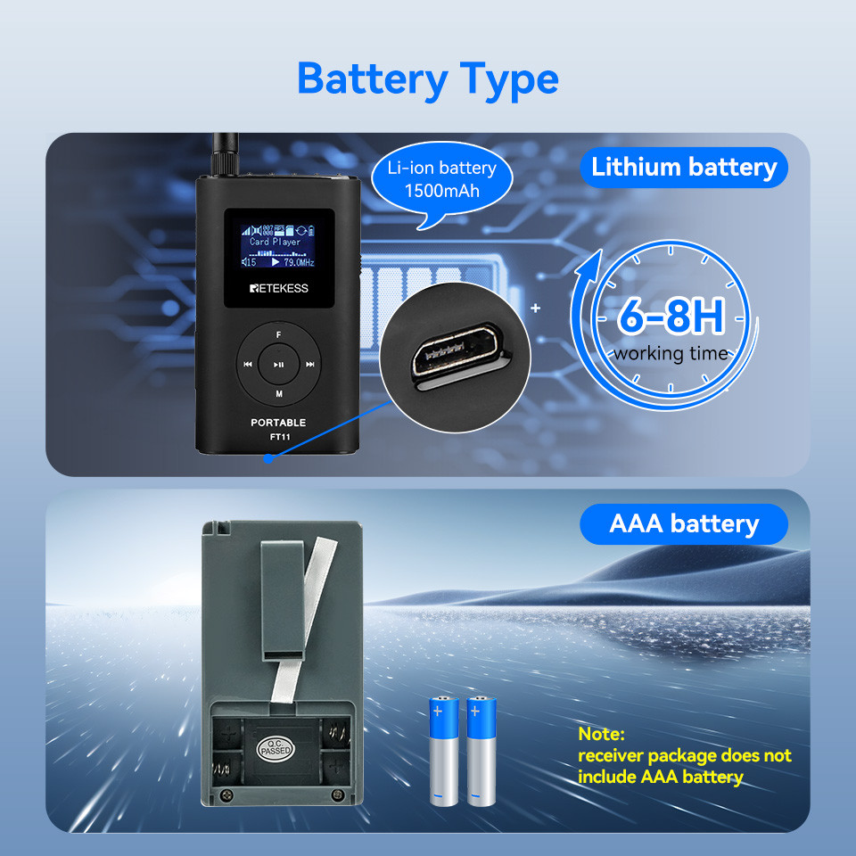 RETEKESS Wireless Tour Guide Audio System FT11 FM Transmitter PR13 FM Radio Receiver Tour Guide