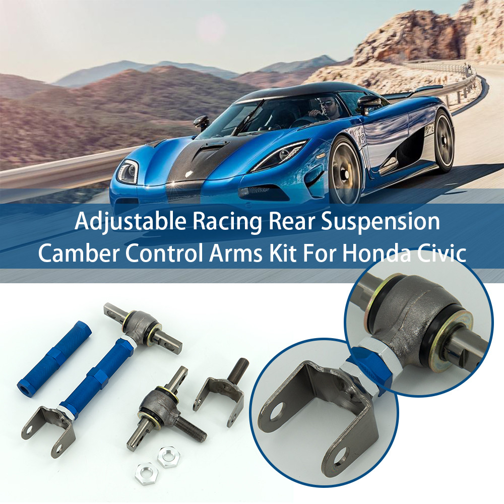 Best 1pair REAR Adjustable Racing Rear Suspension Camber Control Arms Kit For Honda Civic EP3 TYPE R