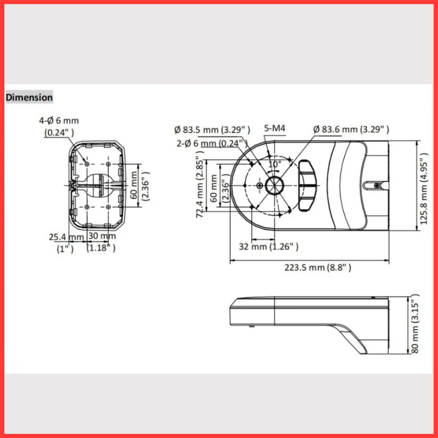 Hikvision Original Wall Mount Bracket for DS-2DE2A404IW-DE3/W DS-2DE2A404IW-DE3 PTZ Camera -