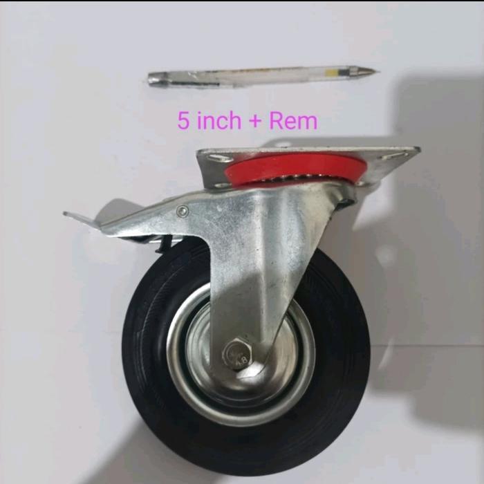 New Roda Etalase 5 inch Karet hitam Roda troli