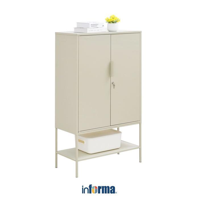 Informa Lynd Kabinet Kantor Metal 2 Pintu - Krem Beige Berkas Kantor Tempat Penyimpanan Rak Dokumen