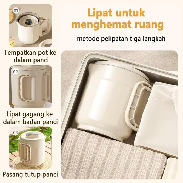 Ketel Listrik Lipat Portable Untuk Perjalanan & Rumah Multifungsi Bisa Rebus Air Masak Mini Teko