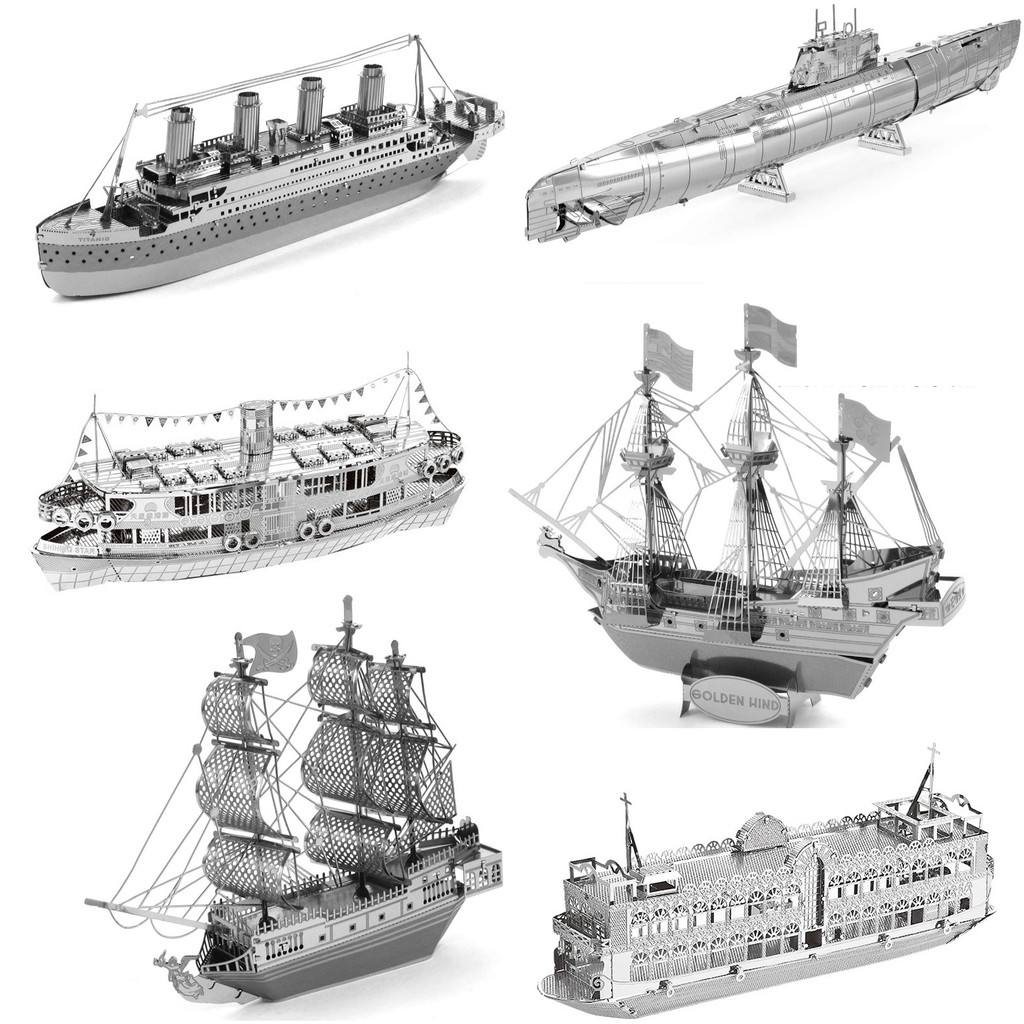 3D Metal Puzzle Warship Series Black Pearl Pirate Ship Golden Deer Ship Assembly Model Handmade Toy