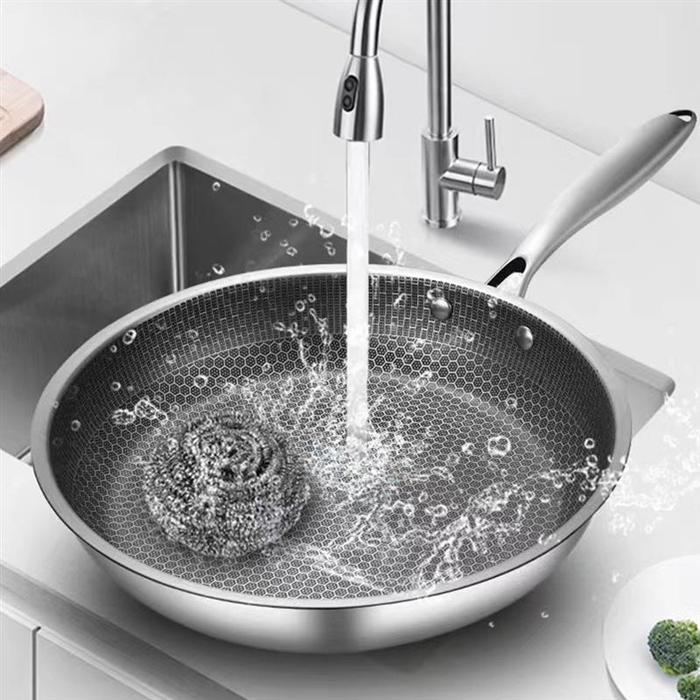 HONEYCOMB GRAIN WOK FRIED STEAK PAN STAINLESS STEEL FRYING PAN HONEYCOMB GRAIN FRYING WOK GRAIN