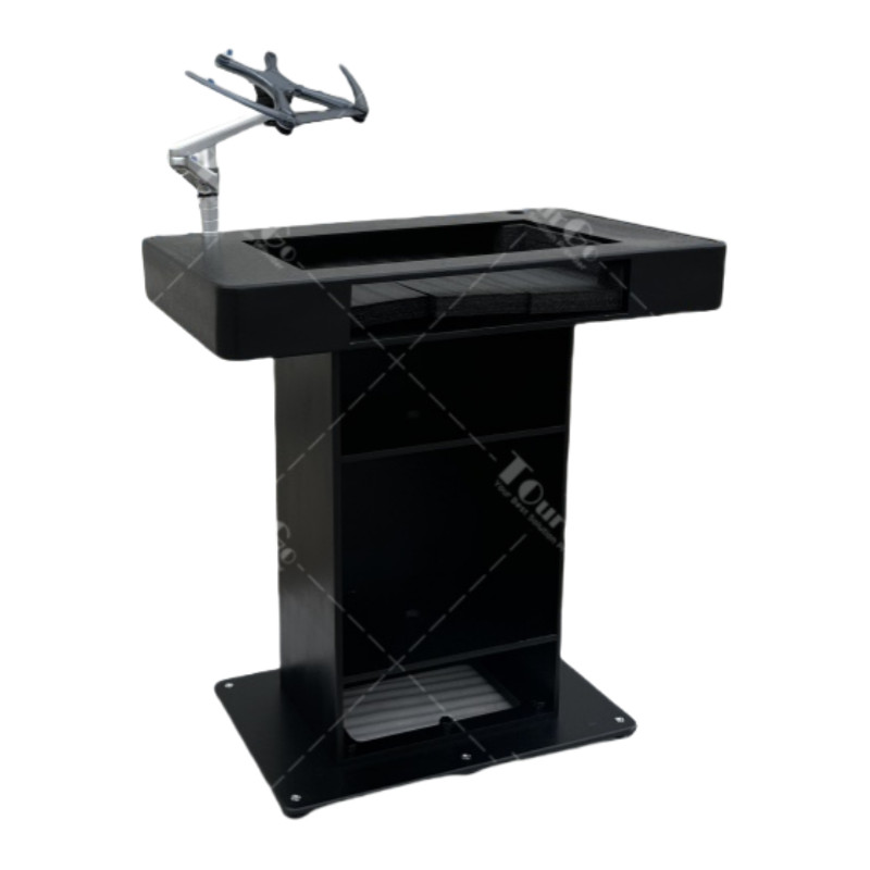 Improve Black DJ Podium Booth Portable Control Tower Stand with Flight Cases and Laptop