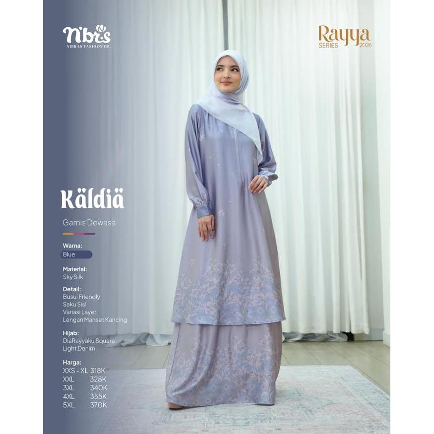 Nibras Kaldia Blue Baju Keluarga Lebaran Bahan Silk Satin