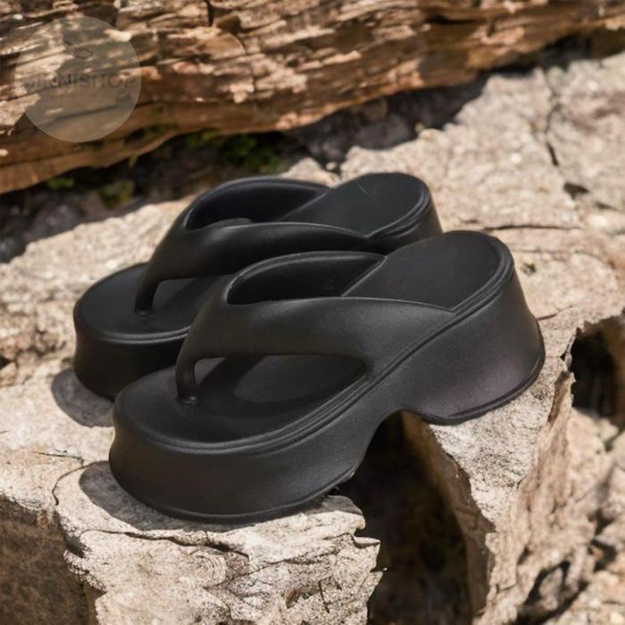 Sandal jepit wanita tinggi ringan anti selip ADARA empuk sandal wedges tinggi wanita karet jelly