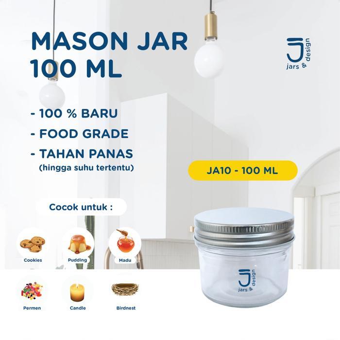 JA10 Jar Kaca 100ml Tutup Aluminium / Mason Jar 100ml Tutup Aluminium