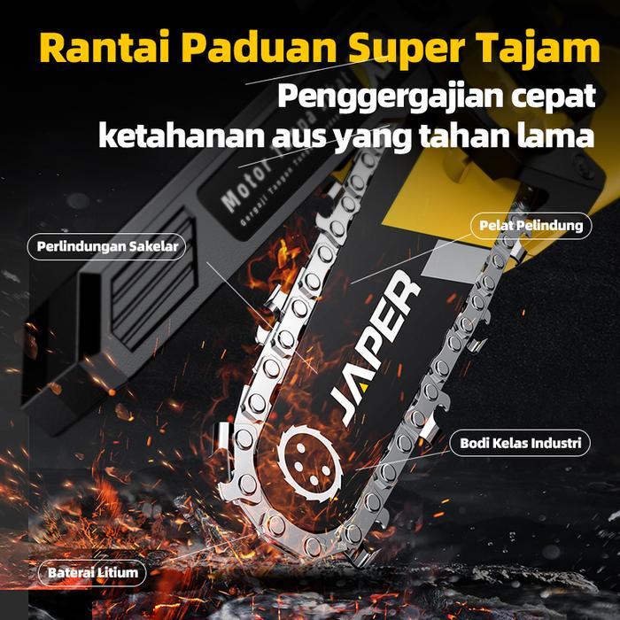 CODJAPER Mesin Chainsaw Cordless Gergaji Baterai Gergaji Rantai Elektrik Mini Gergaji Listrik senso