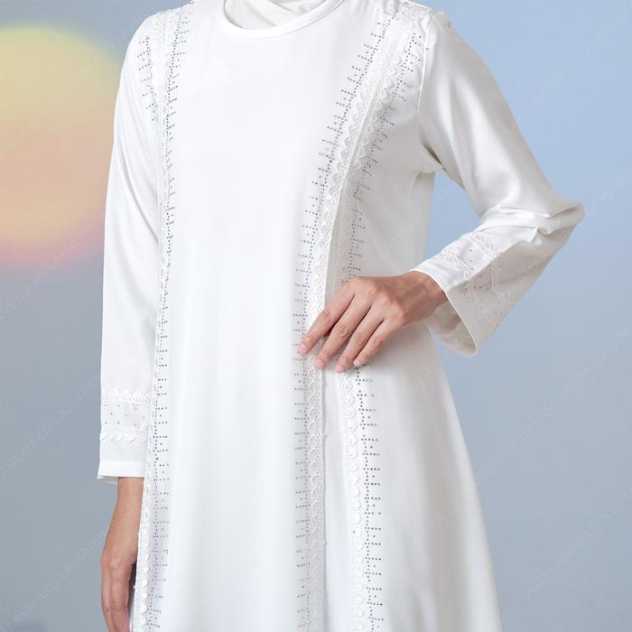 Baju Gamis Putih Wanita Modern Mewah Dan Elegan Terbaru Abaya Turkey Warna Putih Simple Dan Elegan