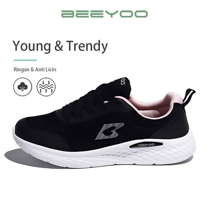 Aerostreet.Shoes - Beeyoo Sepatu Sneakers Cewek Trendy Sepatu Kekinian Sepatu Wanita Hitam Santai